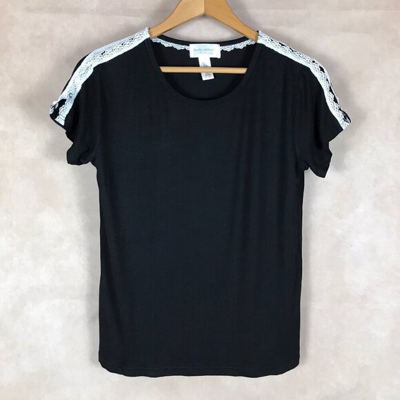 KATHY IRELAND SLEEPWEAR Black Sleep Shirt LARGE - Picture 1 of 6